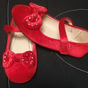 Charming Red Velvet Kids Dress Shoes with Bow